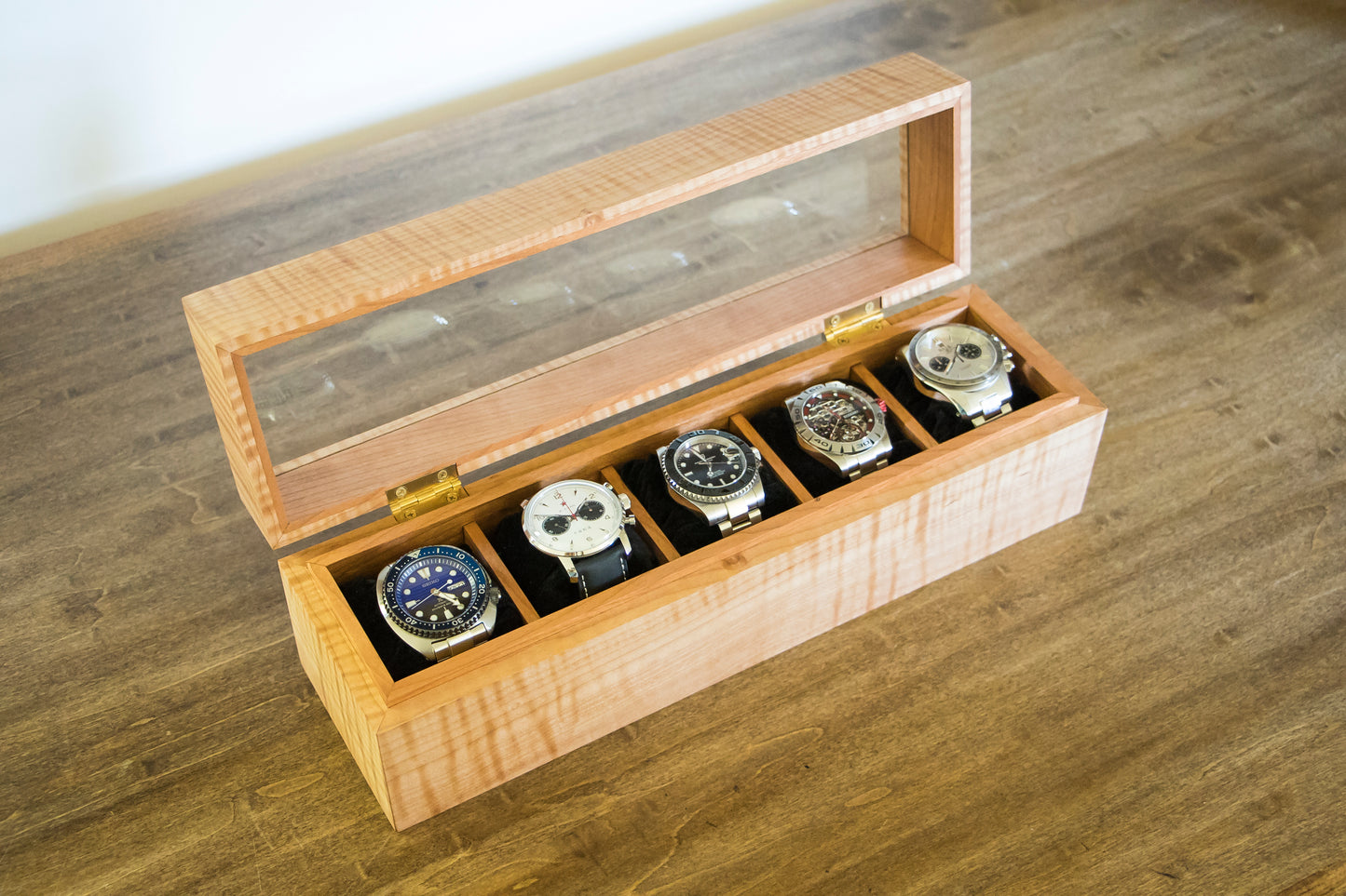 Customized 5 Slot Wood Watch Case