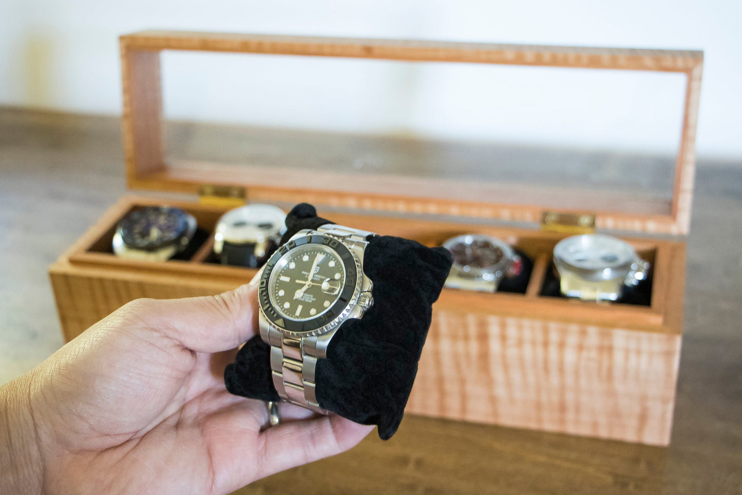 Customized 5 Slot Wood Watch Case