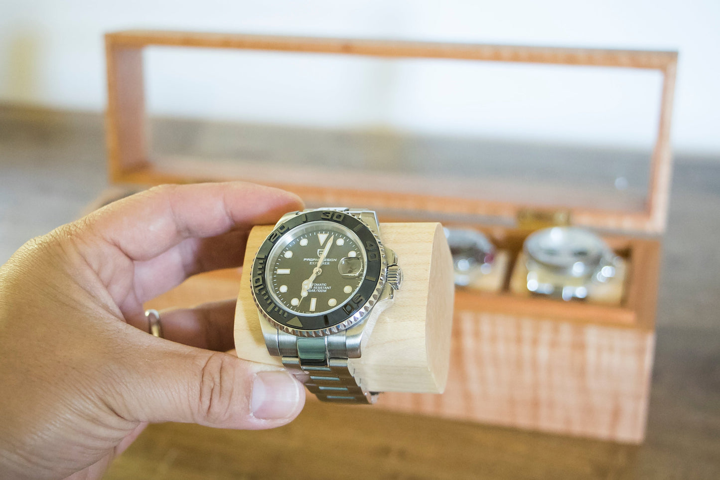 Customized 5 Slot Wood Watch Case